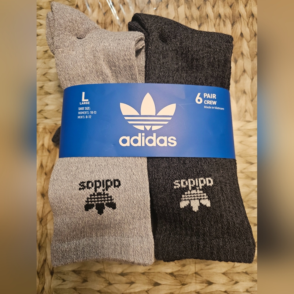 Adidas Men's Crew Socks - Black and Gray